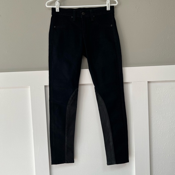 Rag & Bone The Jodhpur Legging Jeans with Leather Inserts in Midnight - Picture 2 of 10